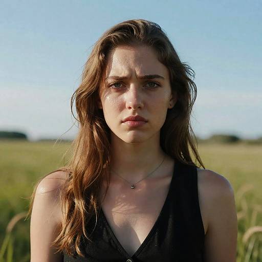 Disgusted Photorealistic Portrait in Grass