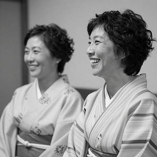 Joyful Bond: Smiling Asian Women Portrait