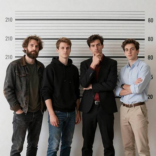 Four Men by Height Chart Photograph