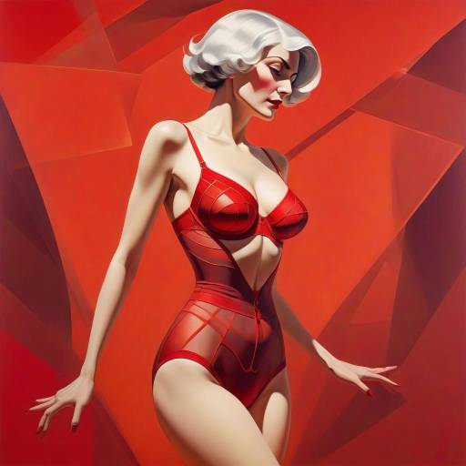 Confident Senior Woman in Red Lingerie