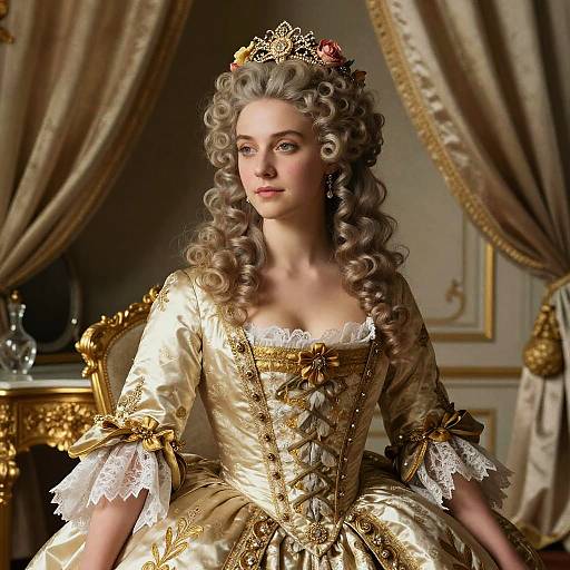 Baroque Portrait of Woman in Lace Dress