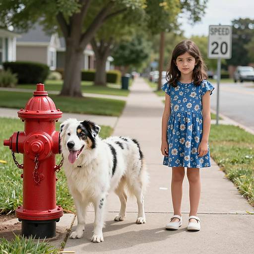 Sunny Day with Girl and Dog