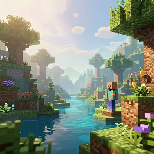 Ethereal Minecraft Landscape in Light