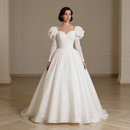 Woman in Elegant White Gown