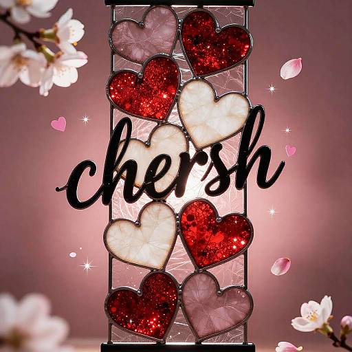 Glittered Hearts Stained-Glass Panel