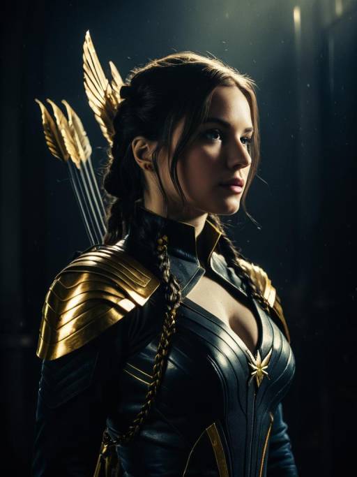 Photorealistic Woman in Mockingjay Costume