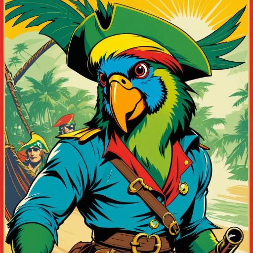 Retro Comic Parrot Pirate