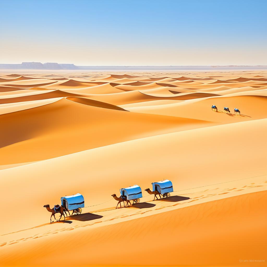 Impressionist Sahara Desert with Camels