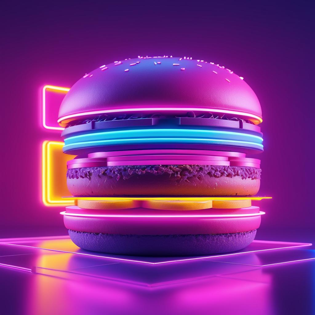 Cyberpunk Burger Design in Neon Colors