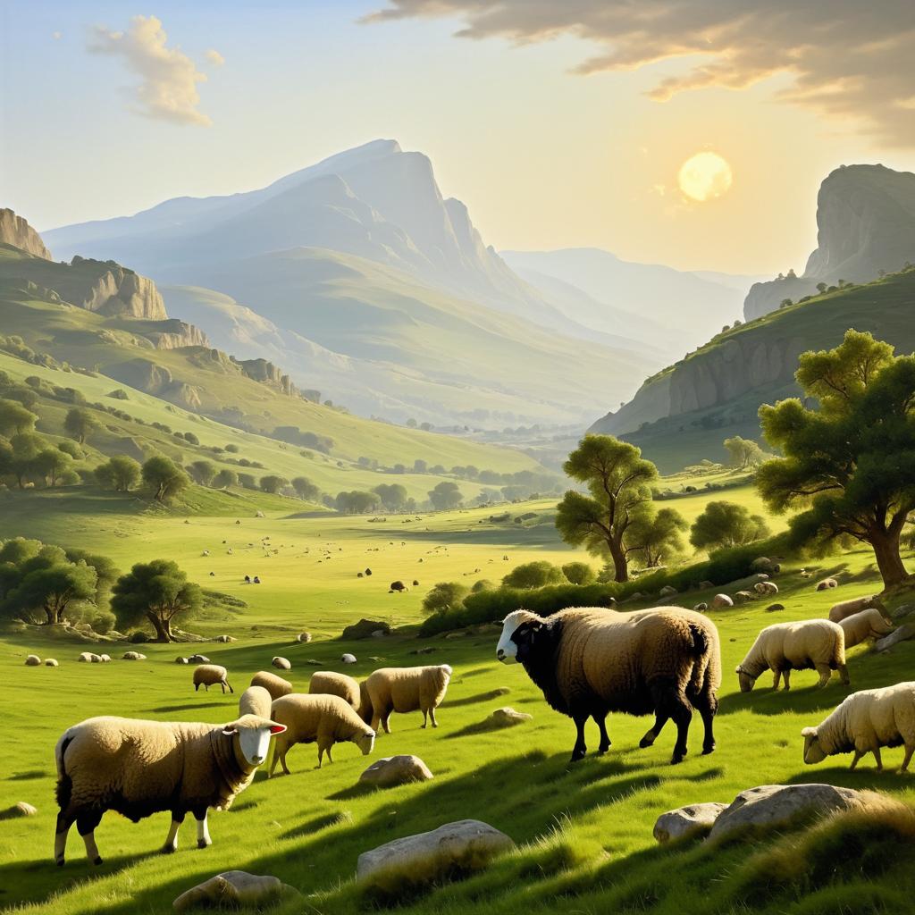 Tranquil Mountain Meadow with Shepherd