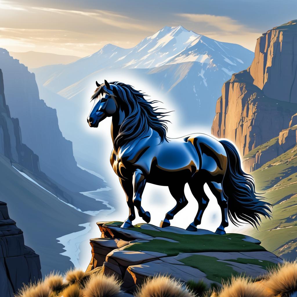 Majestic Stallion on Cliffside Landscape