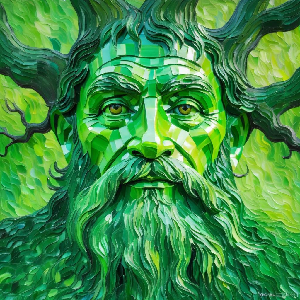 Vibrant Green Tree Spirit Portrait