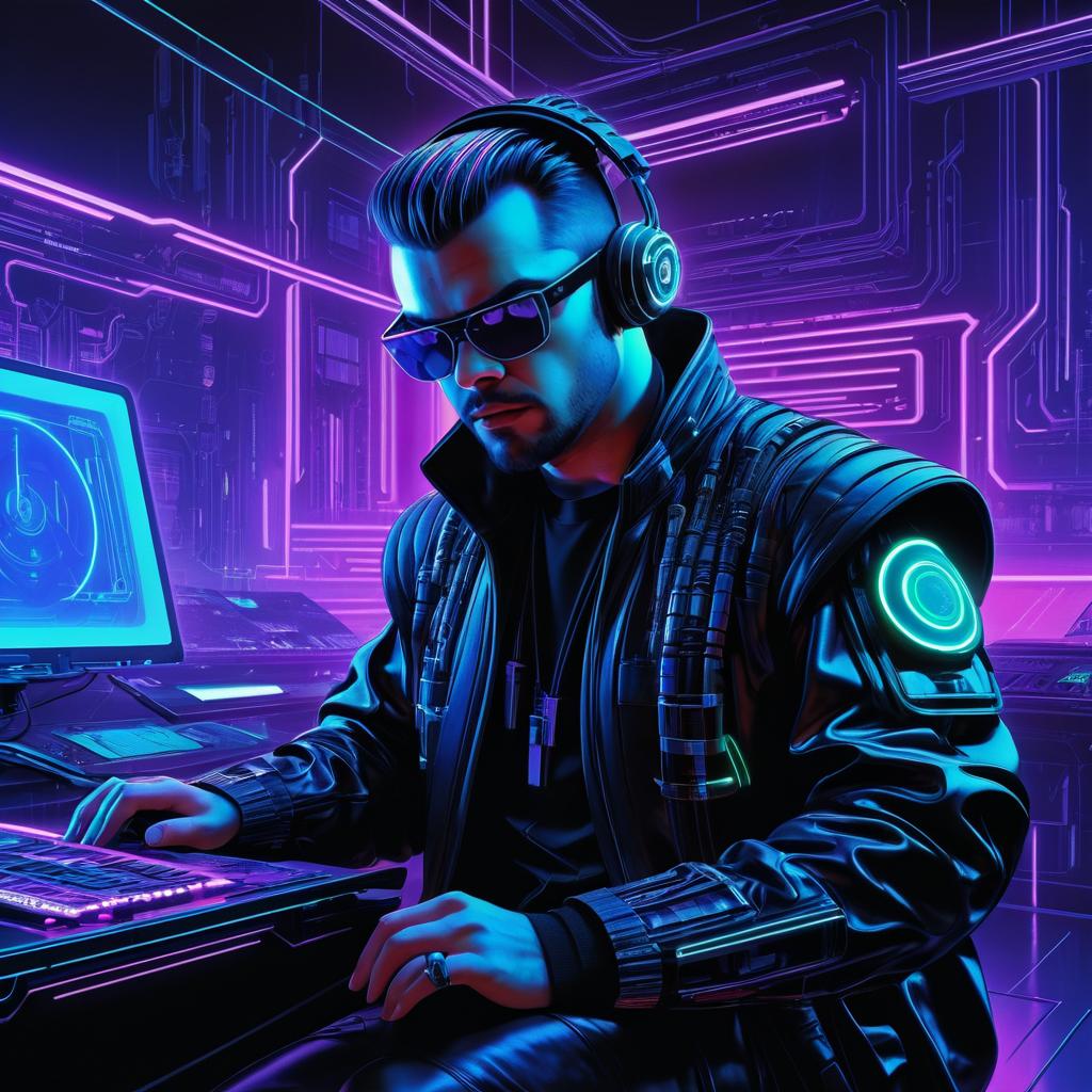 Neon Cyberpunk Hacker Portrait Art