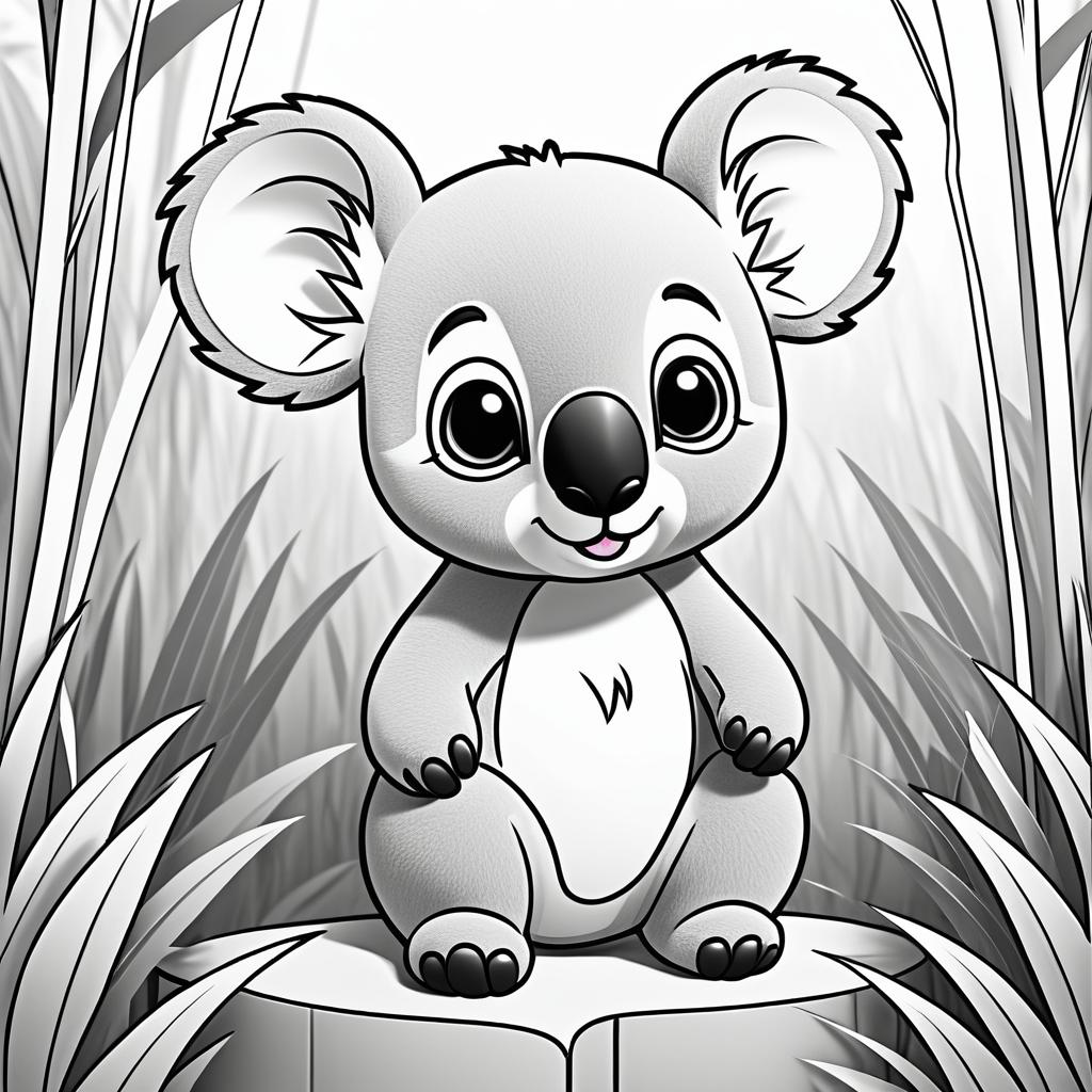 Cute Koala Coloring Page for Kids