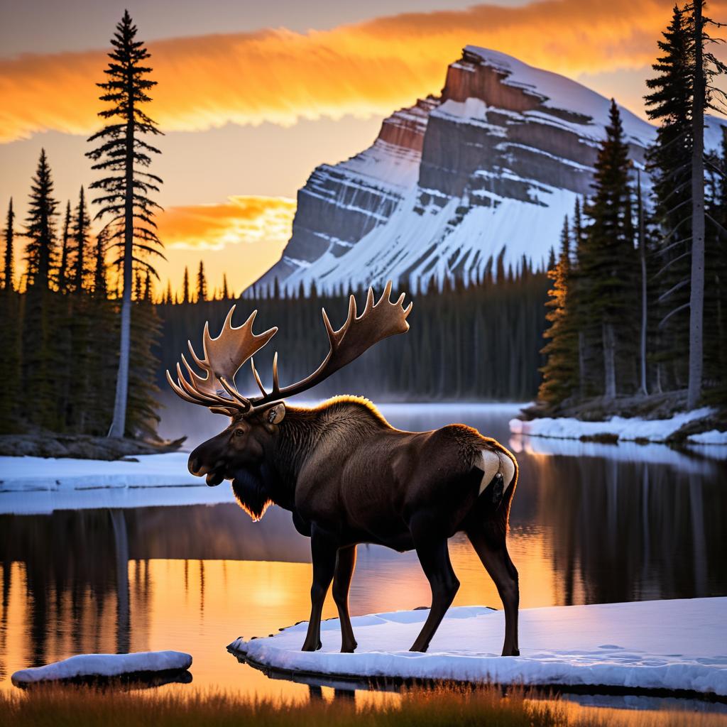 Majestic Moose at Banff Sunset