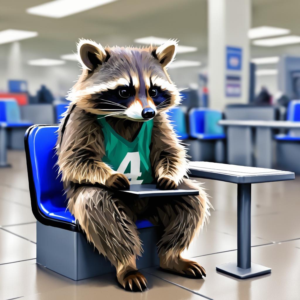 Grumpy Raccoon at the DMV Wait