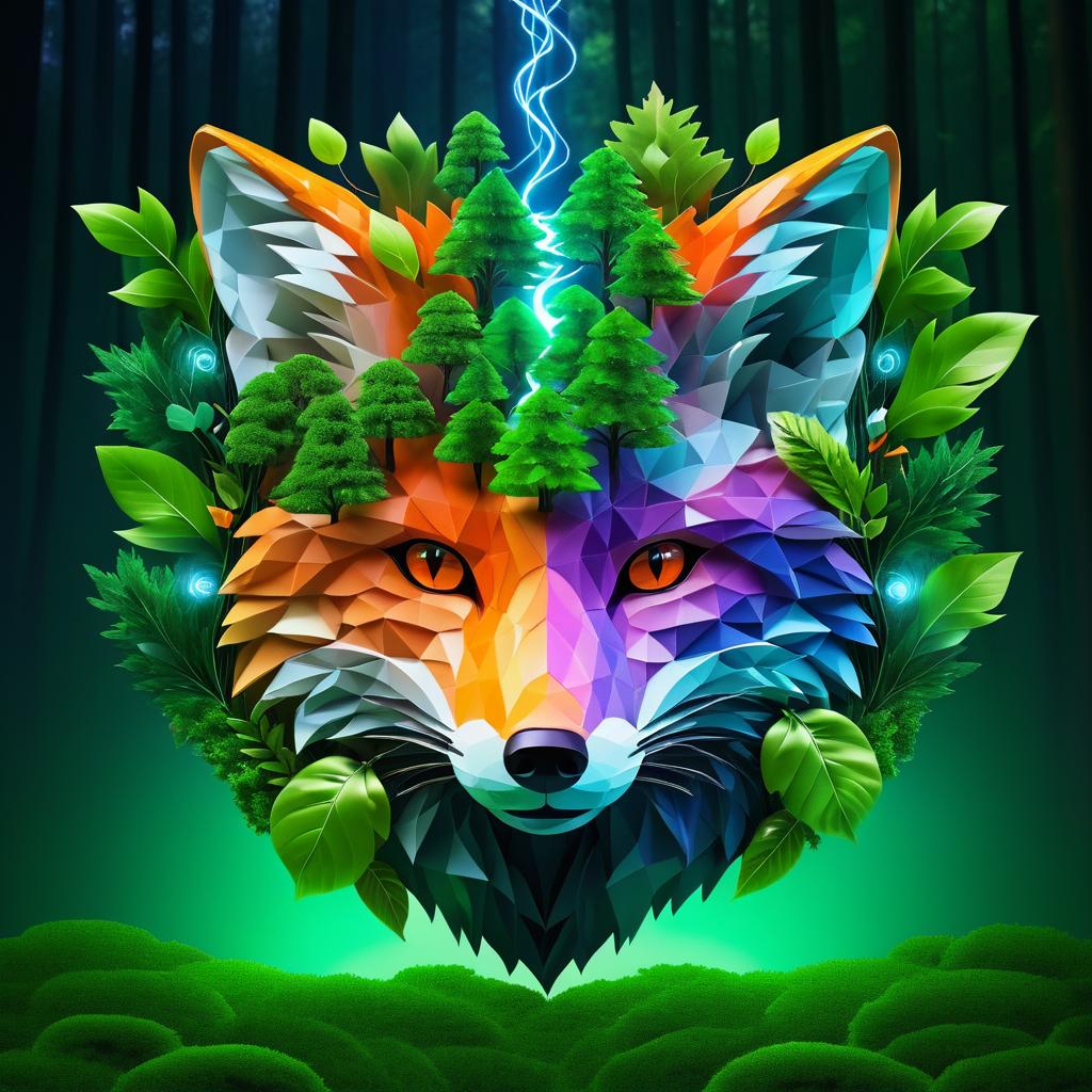 Eco-Friendly Fox Brain AI Conceptual Art