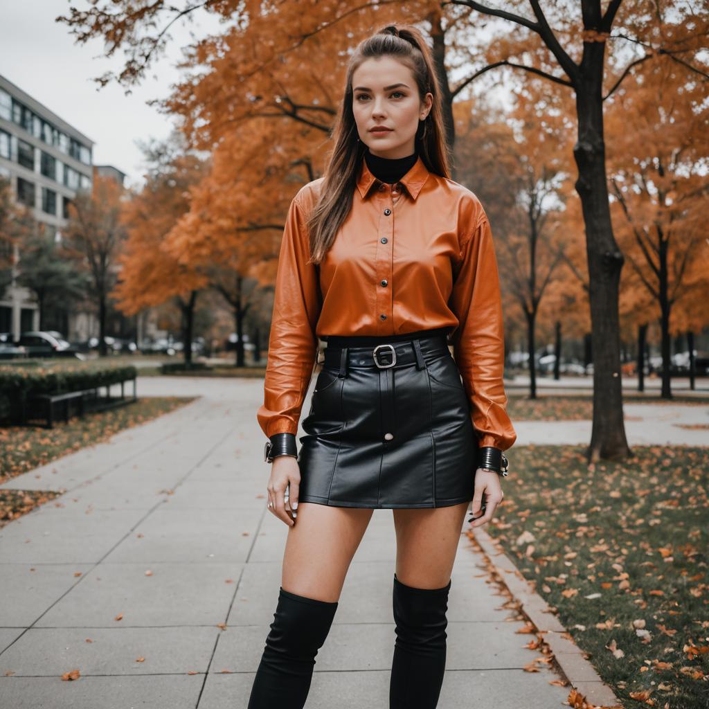 Urban Chic: Athletic Woman in Leather