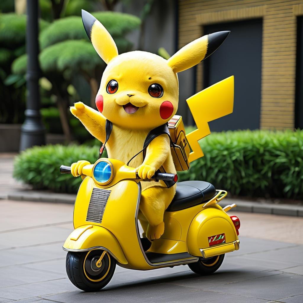 Pikachu on a Fun Scooter Adventure