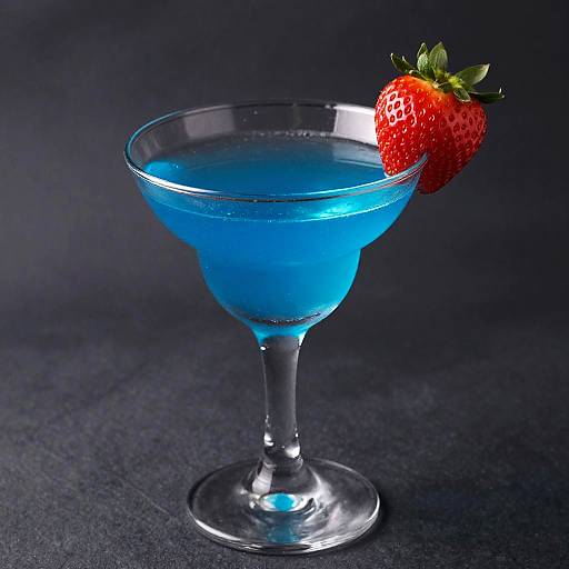 Vibrant Blue Cocktail with Strawberry