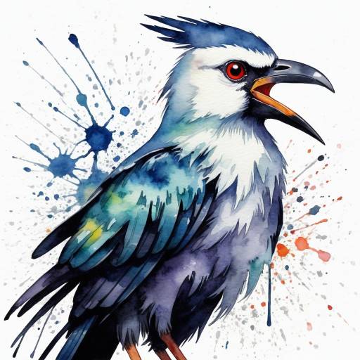 Solo Bird Painting with Watercolor Splatter