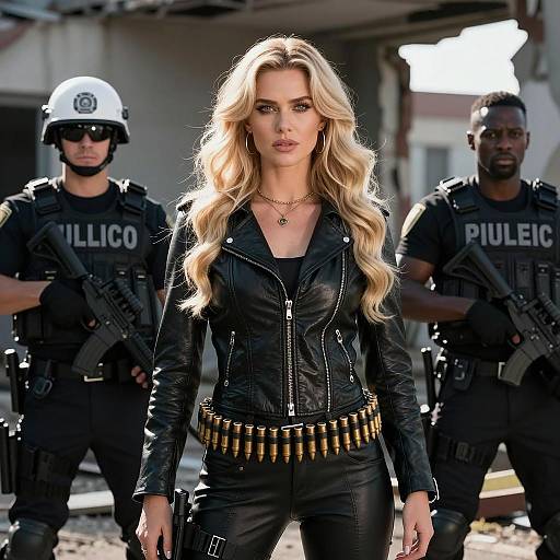 Empowered Blonde in Urban Ruins