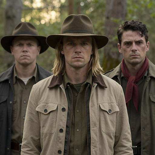 Three Men in a Forest Setting