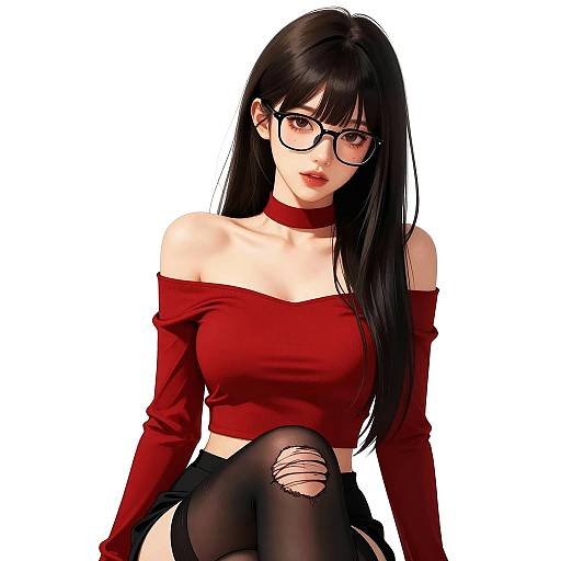 Stylized Young Woman in Modern Anime