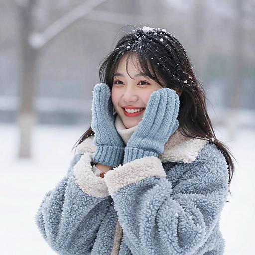 Happy Woman in Cozy Winter Wear