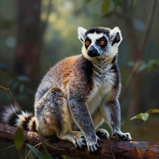 Curious Ring-Tailed Lemur Portrait
