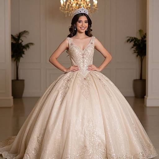 Radiant Quinceañera Champagne Gown