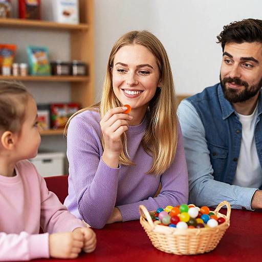 Family Gathering with Colorful Candies