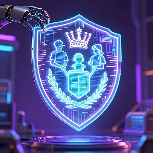 Futuristic Robot Crafting Neon Crest