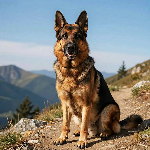 Proud German Shepherd on Mountain Trail