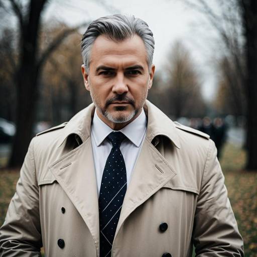 Middle-aged Man in Beige Trench Coat