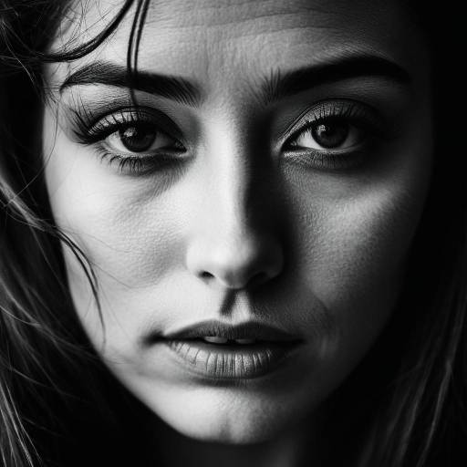 Black and White Close-Up Portrait of Woman