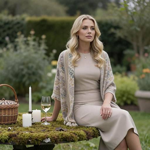 Thoughtful Woman in Lush Garden Setting