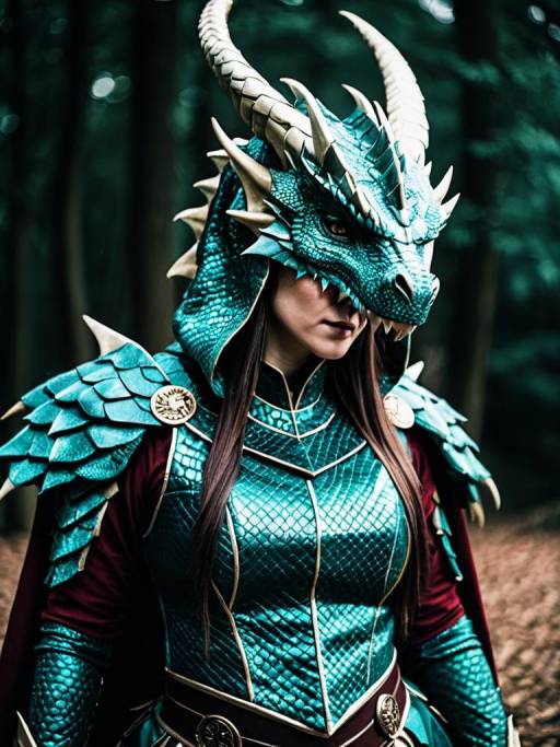 Woman in Detailed Dragon Costume