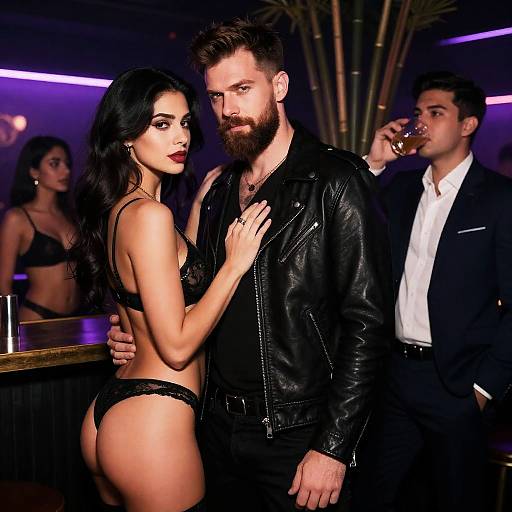 Vibrant Nightclub Atmosphere with Intense Expressions