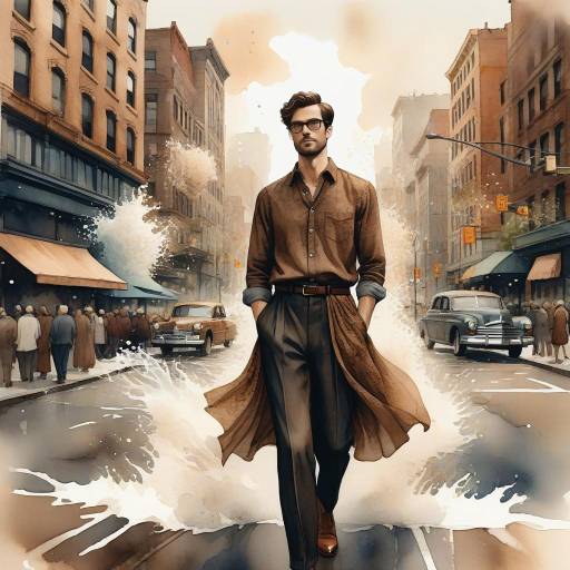 Stylish Man Walking in Vintage City Street