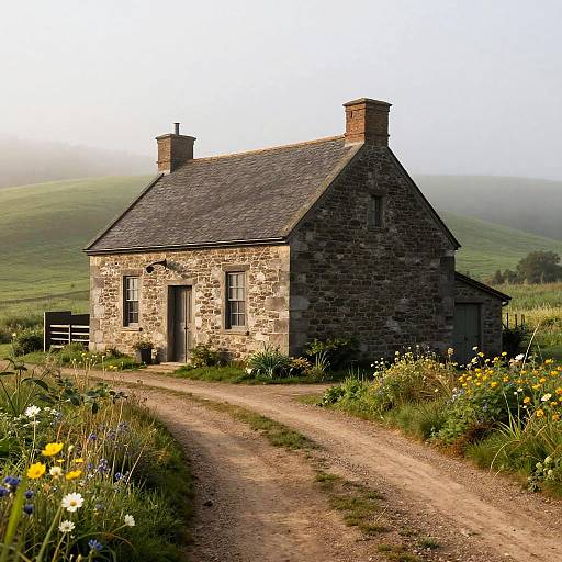 Tranquil Vintage Stave and Stable Scene
