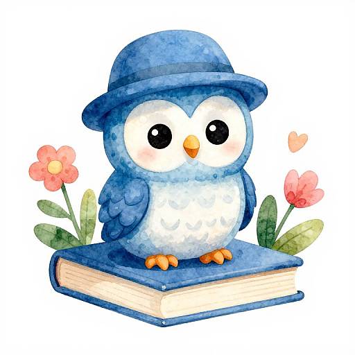 Cute Blue Baby Owl Airbrush