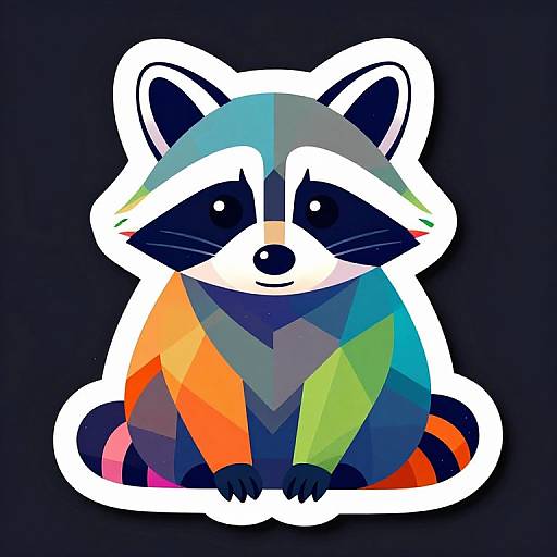 Vibrant Geometric Raccoon Sticker