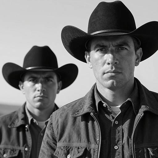 Serious Cowboys in Black and White Portrait