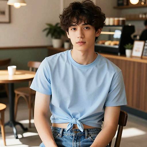 Young Man in Vintage Cafe Style