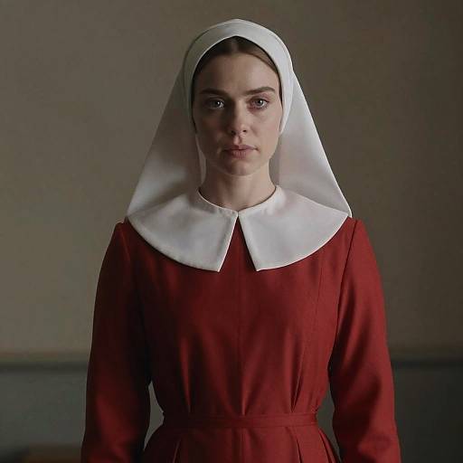 Woman in Red and White Handmaid Dress