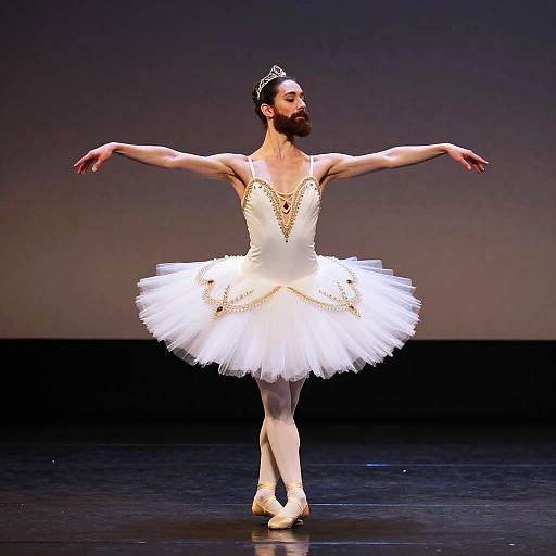Elegant Female Dancer with Full Beard