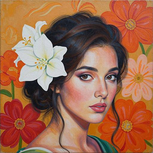 Vibrant Portrait with Floral Adornment