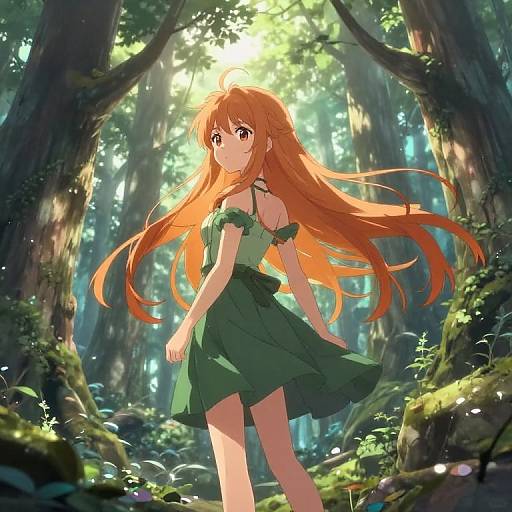 Anime Girl in Mystical Forest
