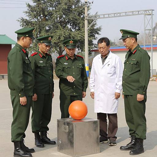 Military Men and Scientist in Nature